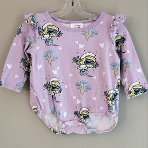 The Smurfs mauve long sleeve onesie/bodysuit
